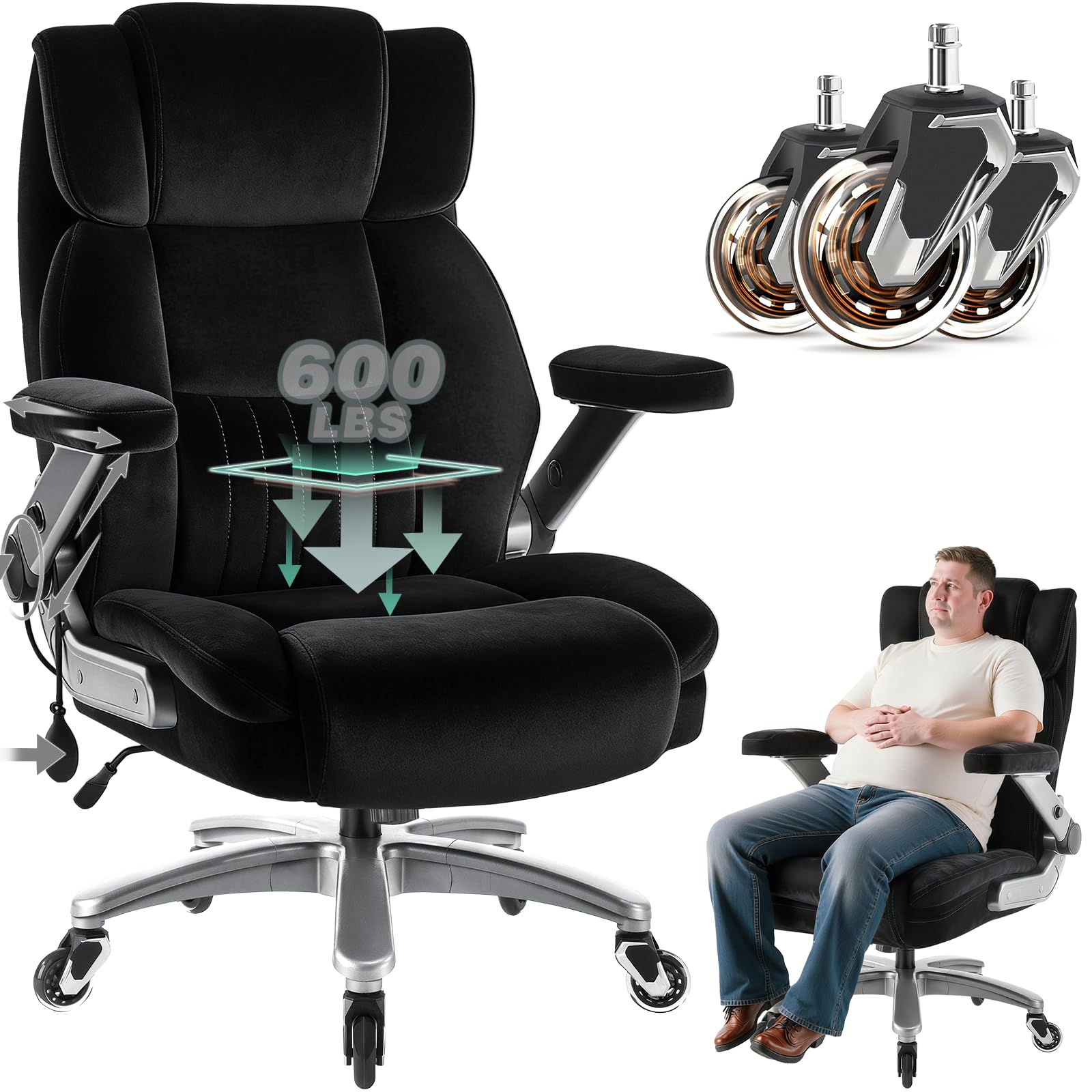 Amazon.com: Famsway Fabric 600LBS Heavy Duty Office Chair with 5D